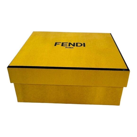 Empty Fendi Yellow Box With Lid 5X4 X2.25 Wallet Bracelet GIft Storage Authentic - Picture 1 of 11